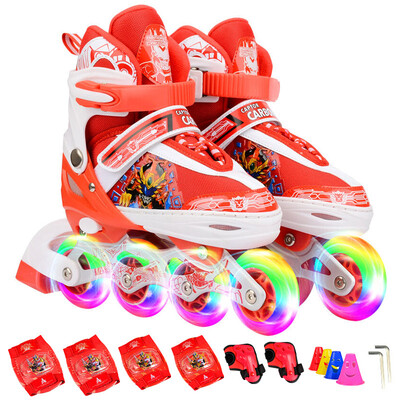 

Armor warrior children skates men and women roller skates outdoor toys full flashing roller skates KJ336 blue S code