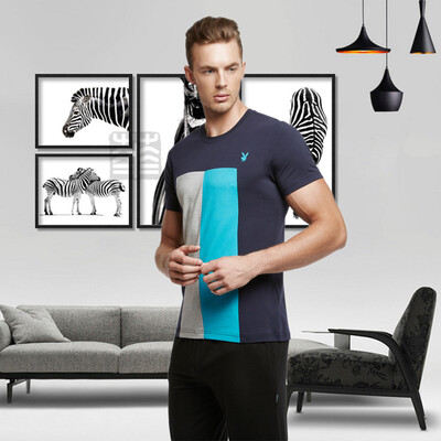 

Playboy 4811 Couple Pajamas Men&39s Cotton Home Service Men Spring Summer Short Sleeve Single T-shirt T-shirt Sapphire