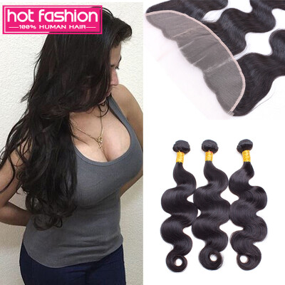 

3 Bundles Brazilian Hair Weave Bundles With Frontal 8A Brazillian Body Wave With Frontal Hot Fashion Hair With Frontal Nice