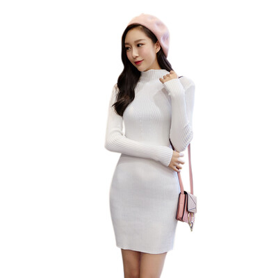 

Antarctic Nanjiren sweater women long section of the buttocks dress sleeves long-sleeved semi-high collar thin section of the bottom of the shirt women are the average yan