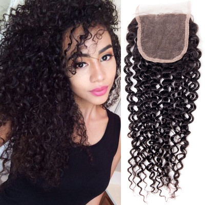 

Peruvian Kinky Curly Closure 4*4 Free Part Lace Closure Grade 7a Virgin Peruvian Curly Closure Human Hair