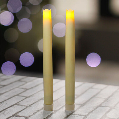 

9 Inches Melted Led Taper Candles with TimerBattery OperatedIvoryPack of 2