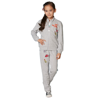 

JJLKIDS Partner Club Kids Girls' Kids Children's Trousers Leisure Sports Trousers Pants Two-piece Set GCZ61039 Ma Gray 130