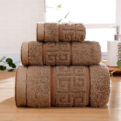 

Covator towel towel suit Classical letter AB yarn thick cotton square towel towel towel set 1 bath 1 side 1 square three sets - simple JUDB01 coffee color