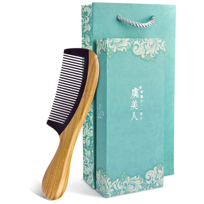 

Yu Mei people green sandalwood horns comb sandalwood comb hair curls hair hair comb gift Valentine's Day gift to send girlfriend JM05