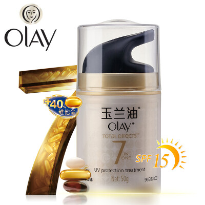 

Olay Total Effects UV Protection Treatment SPF15 Sunscreen One Bottle includes 7 Effects Block UV