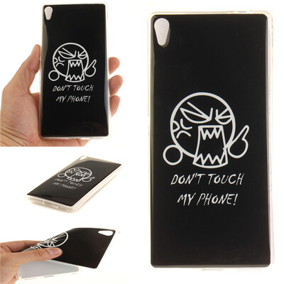 

Do not touch me Pattern Soft Thin TPU Rubber Silicone Gel Case Cover for SONY Xperia C6