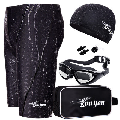 

You swim trunks men&39s suits all-round swim pants big frame myopic goggles swimming cap five sets of suits Z25255 black L code 200 degrees myopia