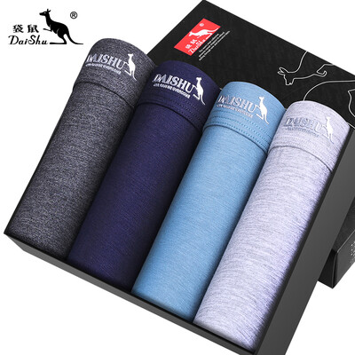 

Kangaroo DaiShu 4 Men&39s comfortable bag root color flat angle underwear male deep hemp gray treasure blue lake green light gray