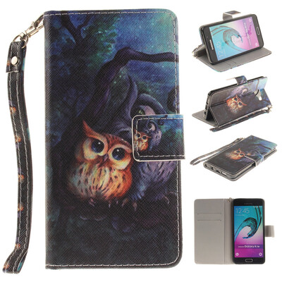 

Oil painting owl Design PU Leather Flip Cover Wallet Card Holder Case for SAMSUNG GALAXY A3 2016A310