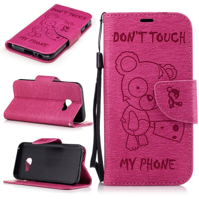 

Rose Bear Embossed PU Leather Wallet Case Classic Flip Cover with Stand Function and Credit Card Slot for SAMSUNG Galaxy A3 2017