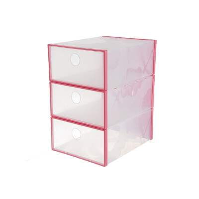 

[Jingdong Supermarket] Jubilee Dragon Citylong plastic storage box shoe box storage box front flip shoes and socks small pieces of storage box modular storage box 3 loaded pink blue 10L 7076