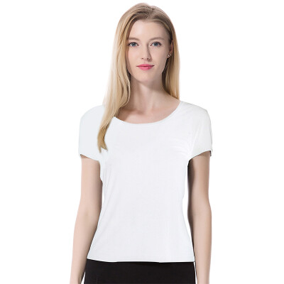 

Modal harness vest women round neck short sleeve elastic Slim breathable bottoming shirt white all yards