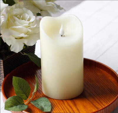 

Simplux Free-Flowing 3D Fireless flame Real Wax LED Pillar Candles Light With Timer Battery-Operated Ivory 95x165 cm375x65 in