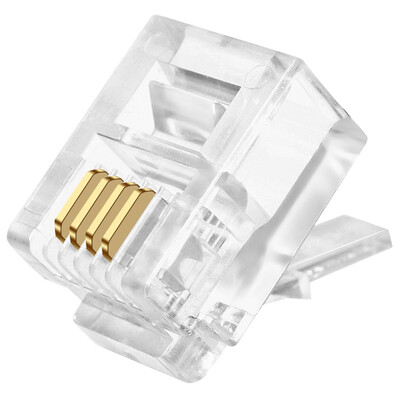 

CNCOB CN-105-2AB gold-plated 6P2C crystal head 2-cell phone crystal head phone line RJ11 crystal head connector 100 bag