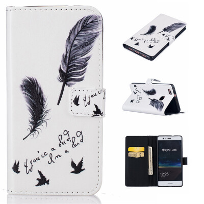 

Black plumes Design PU Leather Flip Cover Wallet Card Holder Case for IPHONE 5C