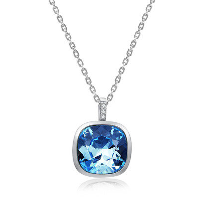 

Quiet style love blue line S925 silver necklace female use Swarovski element crystal simple Valentine's Day gift to send girlfriend sea blue
