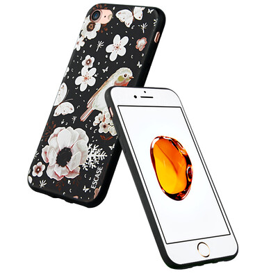 

ESCASE Apple iPhone8 7 mobile phone case cartoon illustration pattern soft shell protective sleeve 47 inch love flowers&birds