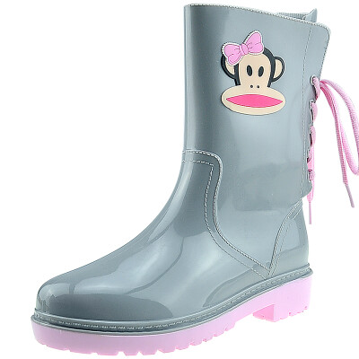 

PaulFrank mouth monkey rain boots fashion boots in the tube after the series with water shoes PF1002 gray 37 yards