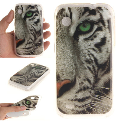 

White Tiger Pattern Soft Thin TPU Rubber Silicone Gel Case Cover for Lenovo A580