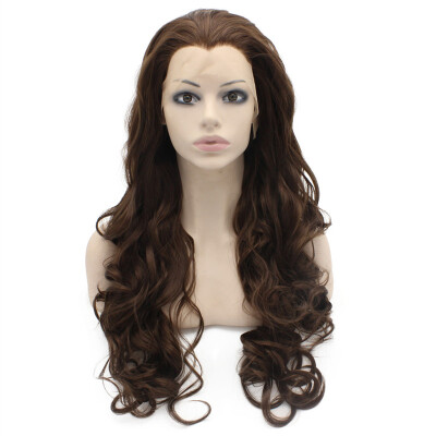 

Long Wavy Brown Heat Resistant Lace Front Synthetic Wig Natural