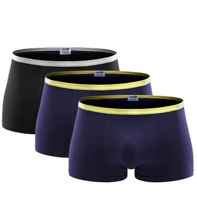

Heng Yuan Xiang men&39s underwear solid color in the waist high-beam cotton flat angle underwear elastic Slim mix of three combinations three 180105