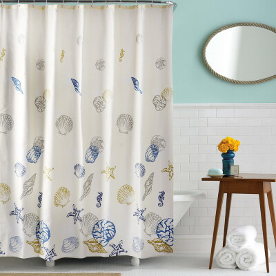 

Suart thick polyester cloth shower curtain waterproof mildew increase lead pendant 180200cm starfish shell send hook