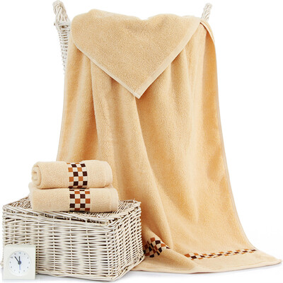 

Sanli pure cotton trim grid satin stall towel bath towel gift box 3 sets of wheat bran