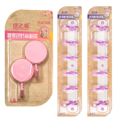 

Green Source Sticky Hook 4 Piece Set 26 with no trace hook after door 2 pink strong hook Bathroom kitchen punch-free coat towel hook