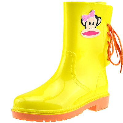 

PaulFrank mouth monkey rain boots fashion boots in the tube after the series with water shoes PF1002 yellow 36 yards