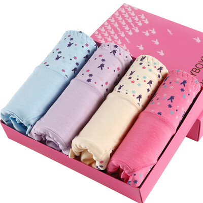 

Playboy Ladies Underwear 95% Хлопок Сексуальная мода Печать Талия Брюки Женщины Четыре Платья 160/85 (L)