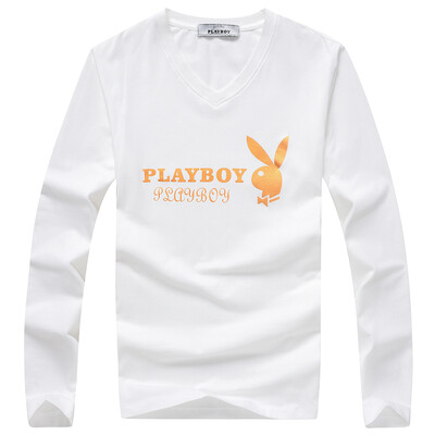 

Playboy T Shirt Men V Neck Print Long Sleeve Shirt