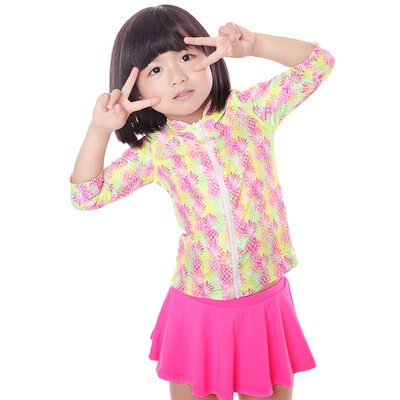 

Yizi EZI children&39s baby swimwear girls students split skirt surfing suit three-piece 12035 pineapple printing 6-7 years old