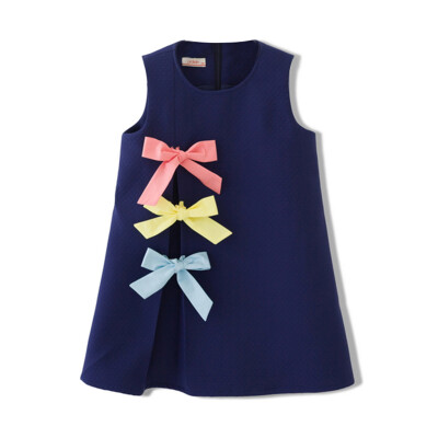 

Flossie Flordeer French Kids Girl Bowknot Skirt Vest Skirt Dress F71014 Navy Blue 140