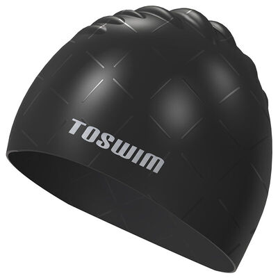 

TOSWIM Serie Silver Black Silicone Swimming cap
