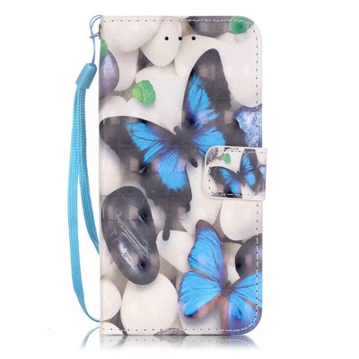 

Blue Butterfly Design PU Leather Flip Cover Wallet Card Holder Case for IPHONE 7 PLUS