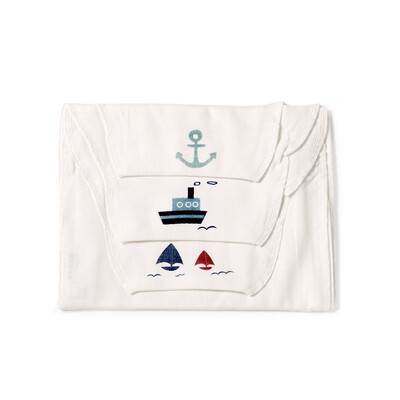 

Cotton age (PurCotton) baby sweat towel washed gauze sweat towel sweat towel 25 * 50cm 3 / bag anchor + ship + sailing