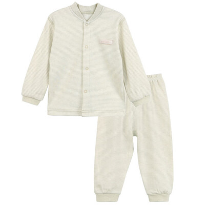 

Xin Song baby color cotton cardigan suit newborn spring&autumn color cotton underwear jacket pants suit natural green C287D66
