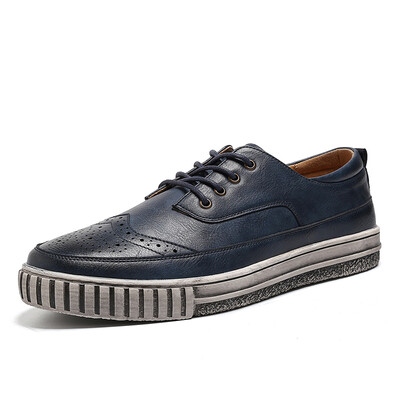 

OKKO men's casual shoes Bullock carved tide shoes British ties retro men's shoes shoes 8767 blue 41 yards