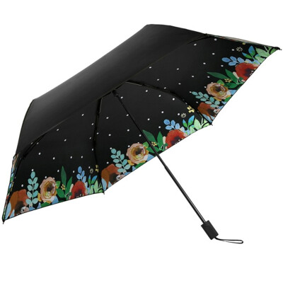 

Jingdong supermarket] Paradise umbrella (UPF50 +) hit the black rubber carbon fiber three fold ultra-light sun umbrella sunny umbrella 31816E figure red