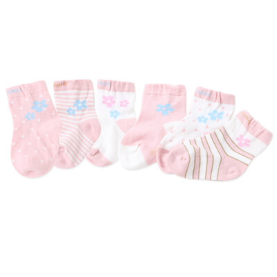 

Mile fish baby baby four seasons cotton flat socks newborn children's cotton socks powder 3-5 years old 6 pairs of equipment