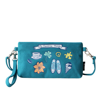

Flowers princess favorite literature fresh small messenger bag canvas leisure bag 1605SX007 turquoise green