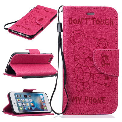 

Rose Bear Embossed PU Leather Wallet Case Classic Flip Cover with Stand Function and Credit Card Slot for IPHONE 6/6S