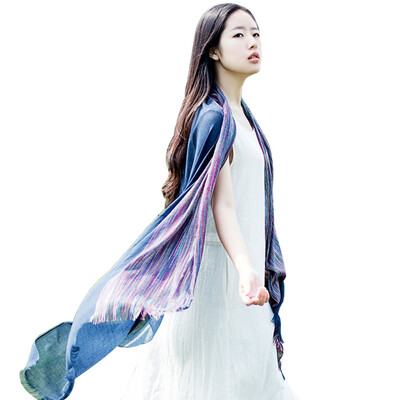 

(MSEK) WSJ171602 шарф женщин национальный ветер длинный раздел солнцезащитный шарф четыре сезона кондиционер платок пляж полотенце шарф военно-морской флот