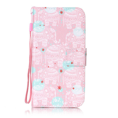 

Pink Elephant Design PU Leather Flip Cover Wallet Card Holder Case for Samsung Galaxy ON 5G5500