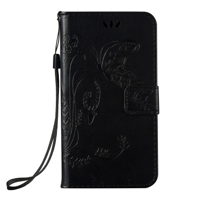 

Black Embossed PU Leather Wallet Case Classic Flip Cover with Stand Function and Credit Card Slot for SONY Xperia E5