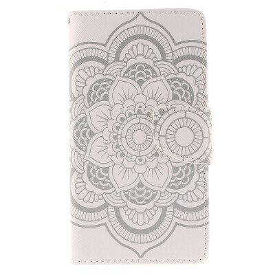 

White flowers Design PU Leather Flip Cover Wallet Card Holder Case for LG G4