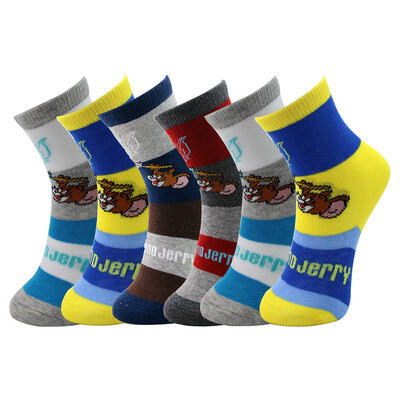

TOM&JERRY Tom Cat&Jerry Mouse Male Child Socks Child Cute Cartoon Baby Combed Cotton Socks Four Seasons 6 Double Pack 16-18 yards 3-5 years old