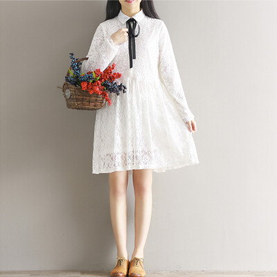 

CITYPLUS Mori Faculty of Arts Fan Xiaoqing New Bracelet Long Long Sleeve Dresses Female CWQZ16Q453 White