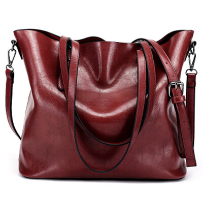 

DEER LOVE female shoulder bag European&American fashion oil wax leather handle oblique bag LE17699 red